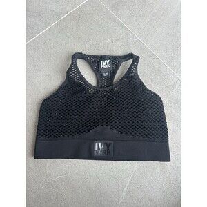 Ivy Park Sports Bra Women's Black with Logo Mesh Overlay Yoga Dance Size S/M